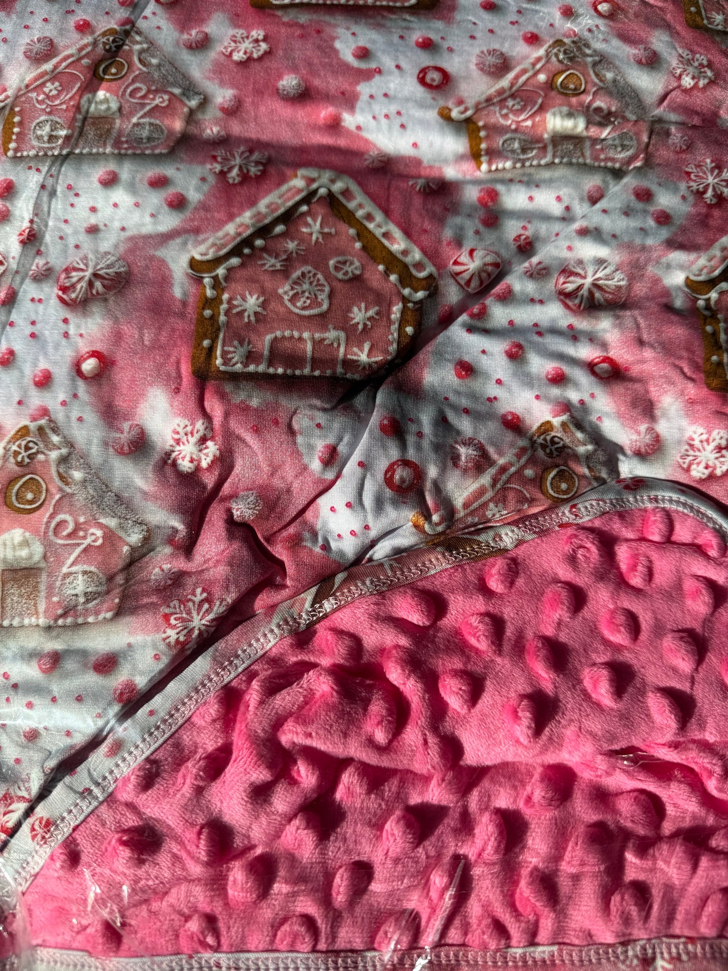 Pink Gingerbread House Blanket