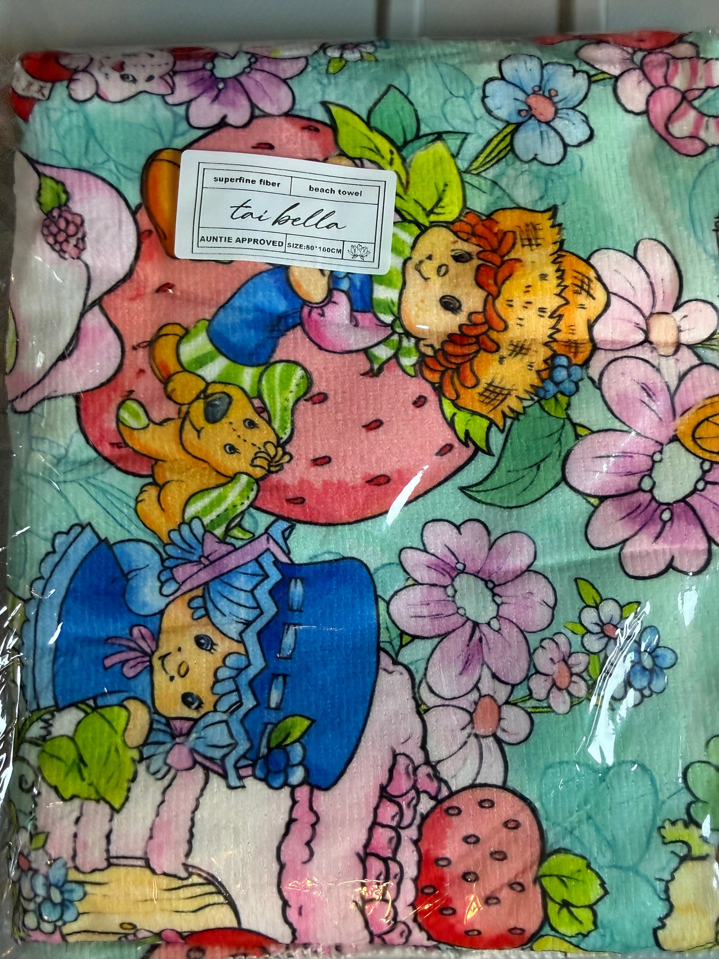 32x63 Superfine Fiber Beach/Pool Towel - Strawberry & Friends