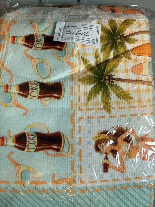 32x63 Superfine Fiber Beach/Pool Towel - Retro Cola