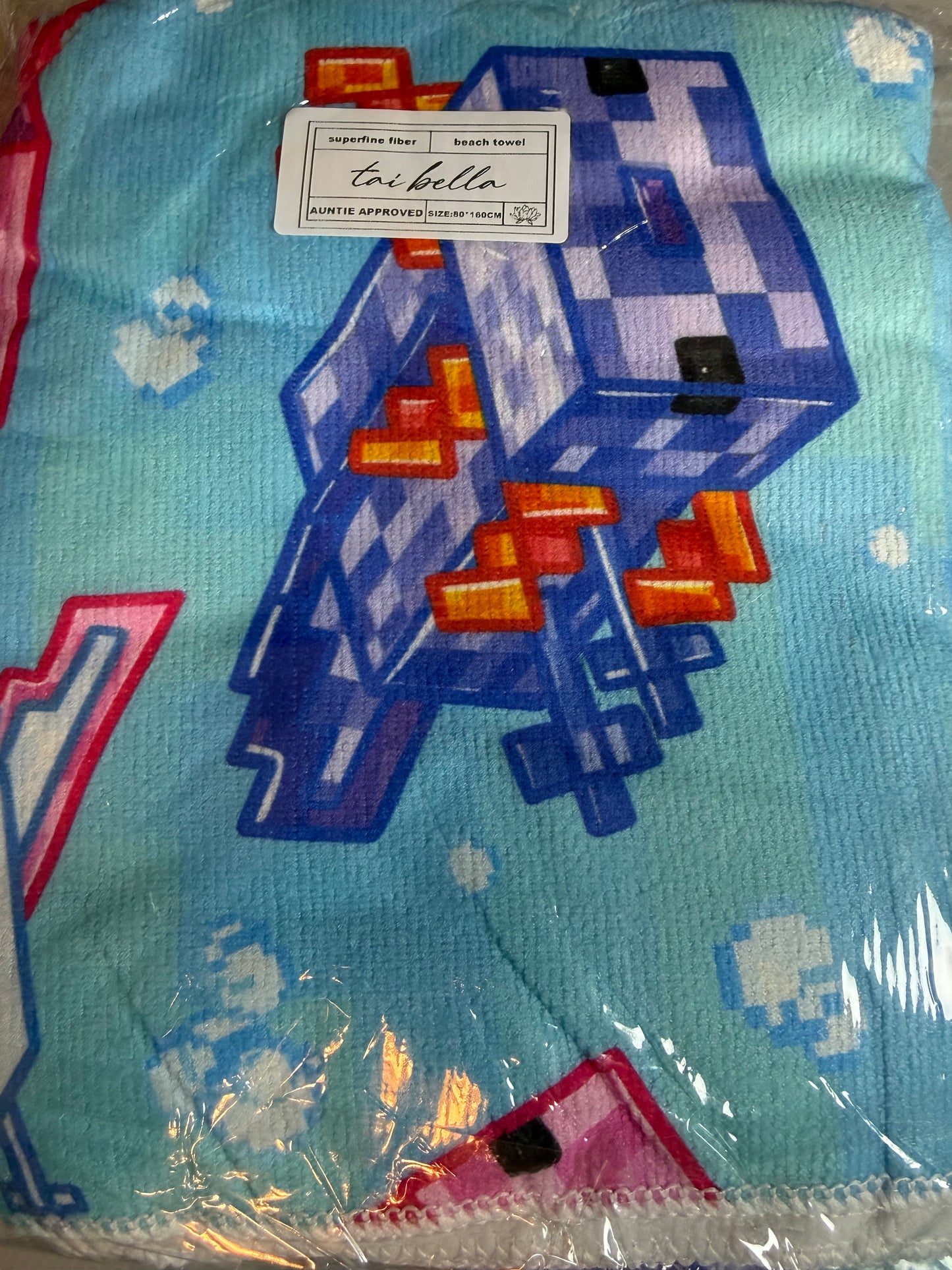 32x63 Superfine Fiber Beach/Pool Towel - Axolotl Craft